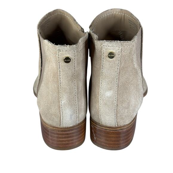 ALDO Beige Suede Chelsea Ankle Boots Women’s Size 10 Slip-On Stacked Heel - Picture 7 of 9